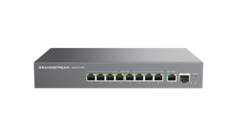 Grandstream GWN7721PE L2 Lite managed 2,5G switch, 8x 2.5GbE, 1x 10G, 1x SFP+, PoE++