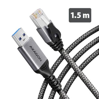 AXAGON ADE-AM15, USB-A Gigabit Ethernet adaptér s integrovaným sieťovým CAT6 káblom RJ-45 (1,5m)