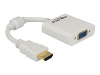 Video adaptér - HDMI s piny (male) do HD-15 (VGA) se zdířkami (female) - bílá
