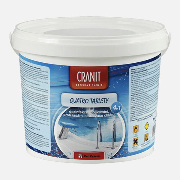 Multifunkční tablety na chlórovou dezinfekci bazénové vody CRANIT Quatro 4v1 2,4 kg