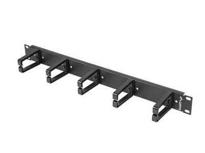 Lanberg 19" panel pro správu kabelů s 5 plastovými držáky 1U typ b černý