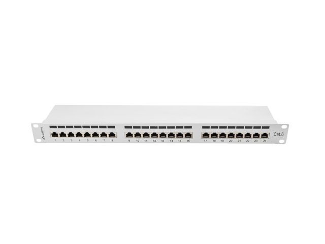 Lanberg patch panel 24 portů 1U 19" CAT.6 ftp stíněný šedý
