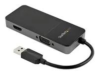 Startech USB 3.0 to HDMI and VGA Adapter, 4K/1080p USB Type-A Dual Monitor Multiport Adapter Converter, External Video Graphics Card for Multiple Screens, Multi Display USB Adapter - USB 3.0 to HDMI VGA (USB32HDVGA) - Video adaptér - USB typ A s piny (male) do HD-15 (VGA), HDMI se zdírkami (female) - cerná, stríbrná
