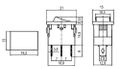 Přepínač kolébkový 2pol./3pin ON-OFF 250V/6A prosv. červený