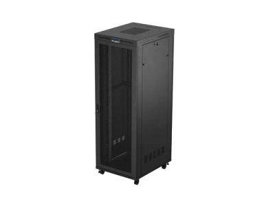 19" Volně stojící racková skříň 47u/800x1000 (flat pack) se síťovými dveřmi lcd černá lanberg V2