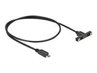 Prodlužovací šňůra USB - Micro USB typ B (F) montáž na panel do Micro USB typ B (M) - USB 2.0 - 50 cm - černá