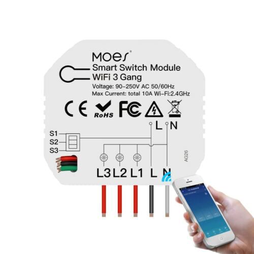 Chytrý ovladač osvětlení MOES Switch Module MS-104C WiFi Tuya