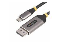 Kabel adaptéru - USB-C (M) do DisplayPort (M) s jazýčkem - USB4 / Thunderbolt 3 / Thunderbolt 4 / DisplayPort 1.4 - 3 m - podpora 8K60Hz, podpora 4K144Hz - šedá, černá