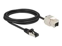 Síťový prodlužovací kabel - RJ-45 (M) do RJ-45 (F) keystone - 2 m - S/FTP - CAT 6a - černá