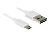 Kabel USB - Micro USB typ B (M) do USB (M) - USB 2.0 - 2 m - reverzibilní konektor A, reverzibilní mikro konektor B - bílá