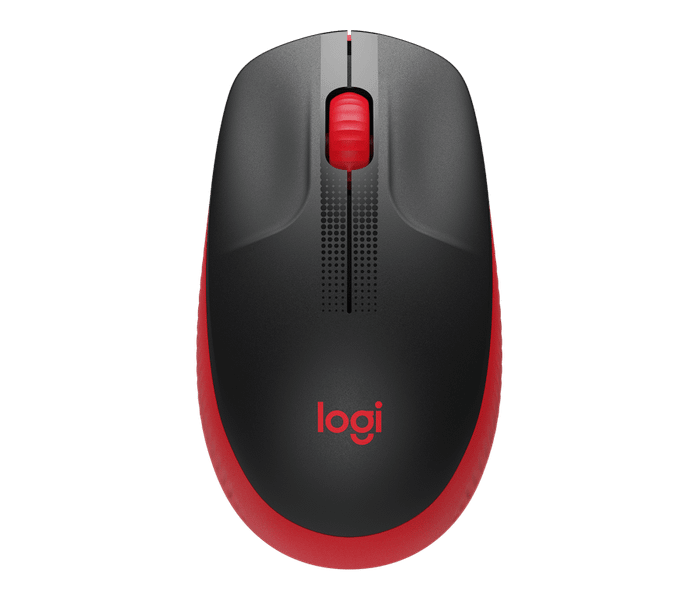 Logitech M190/Kancelářská/Optická/1 000 DPI/Bezdrátová USB/Černá-červená