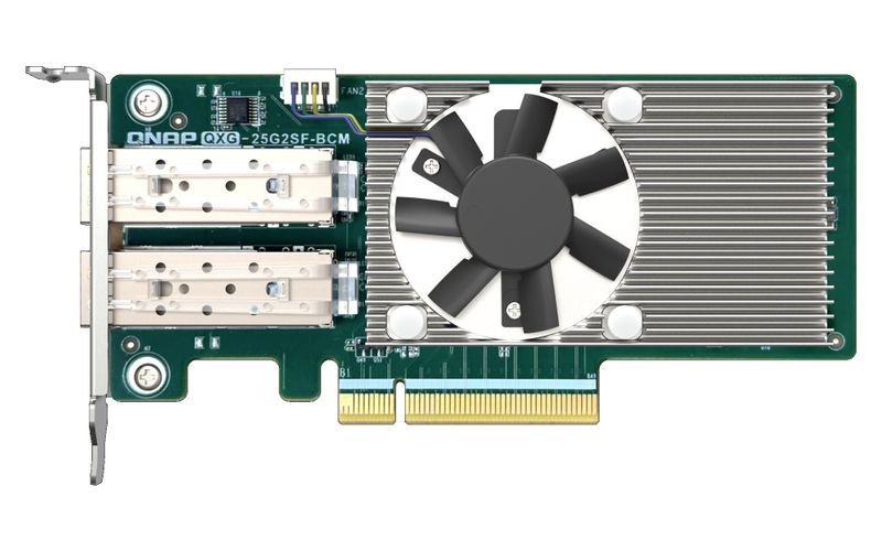 QNAP QXG-25G2SF-BCM Dual port per 25GbE Network adapter; 2 x SFP28; Broadcom 57504 controller