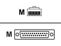 Cisco Auxiliary Cable - Sériový kabel - RJ-45 (M) do DB-25 (M) - 2.4 m - pro Cisco 192, 1921 4-pair, 1921 ADSL2+, 1921 T1, 19XX, 28XX, 28XX 2-pair, 29XX, 39XX