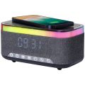 GEMBIRD FM Rádio budík s Qi nabíjaním, čierny