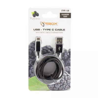 SBOX USB-TYPEC-15B Kabel USB 2.0/TypeC 1,5m černý
