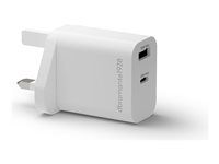 Síťový adaptér - 25 Watt - 3 A - 2 výstupní konektory (USB-C, USB typ A) - bílá - Velká Británie