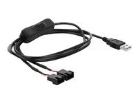 Napájecí kabel větráku - USB (M) do 4pinový konektor ventilátoru (M) - 12 V - 3 A - 1 m - spínač zapnutí/vypnutí - černá
