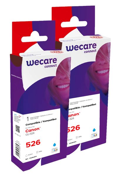 WECARE ARMOR sada ink kompatibilní s CANON CLI526C 2x10,5ml,modrá,CLI-526 C