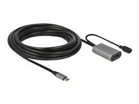 Prodlužovací šňůra USB - USB-C (M) do power DC jack, USB typ A (F) - USB 3.1 Gen 1 - 5 m - šedá, černá