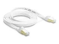 Delock - Patch kabel - RJ-45 (M) do RJ-45 (M) - 2 m - U/FTP - CAT 8.1 - plochý, rychlost prenosu dat až 40 Gbps, lisovaný, provedení bez hrbolku - bílá