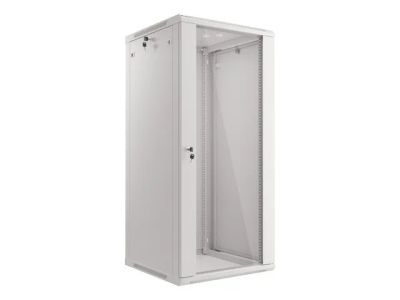 Lanberg racková skříň 19" nástěnná 27u/600x600 (flat pack) s prosklenými dveřmi šedá V2
