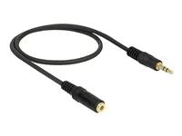 Prodlužovací šňůra audio - mini-phone stereo 3.5 mm se zdířkami (female) do mini-phone stereo 3.5 mm s piny (male) - 50 cm - černá