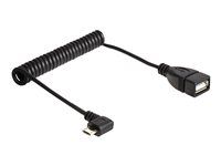 Kabel USB - USB (F) do Micro USB typ B (M) - USB 2.0 OTG - 50 cm - svinutý, 90° konektor