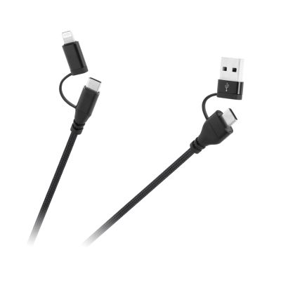 Kabel CABLETECH KPO3943 USB A/C - USB-C/Lightning 1m Black