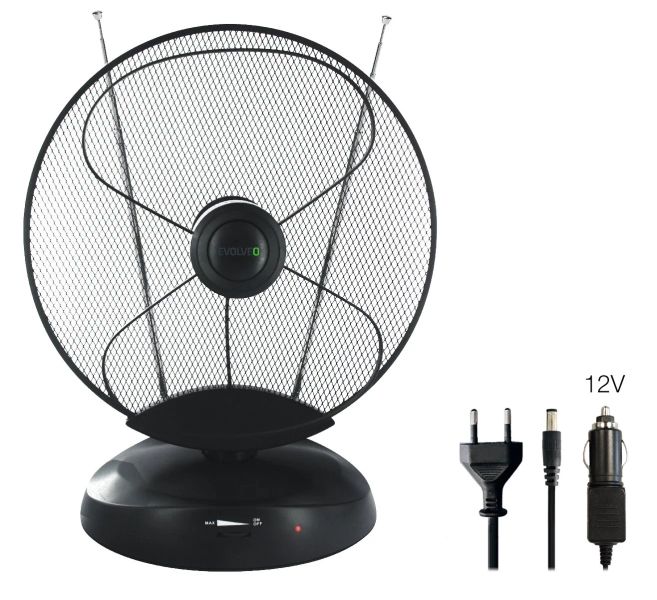EVOLVEO Xany 4, 230/12V, aktivní pokojová anténa FM/DAB+/DVB-T2, filtr LTE,4G,5G
