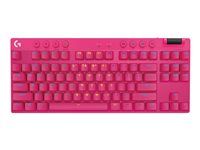 Klávesnice - podsvícení - bezdrátový - 2.4 GHz, Bluetooth - QWERTY - US mezinárodní - klávesový spínač: Tactile - růžová
