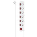 HAMA Přepěťová ochrana XL, 6x Schuko, 1,4 m, bílá