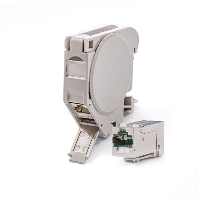 KELINE Držák na DIN lištu Cat 6A 1xRJ45/s osazený