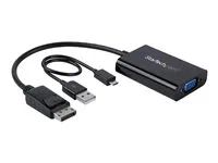 StarTech DisplayPort to VGA Adapter with Audio - 1920x1200 - DP to VGA Converter for Your VGA Monitor or Display (DP2VGAA) - Adaptér DisplayPort / VGA - DisplayPort (M) do HD-15 (VGA), mini jack, Micro-USB typ B (pouze napájení) (F) - DisplayPort 1.2 - 18.4 m - aktivní, podpora 1920 x 1200 (WUXGA) - cerná - pro P/N: DK30CH2DEP, DK30CH2DEPUE, TB32DP14, TB32DP2T, TB3DK2DHV, TB3DK2DHVUE, TB3DKDPMAWUE