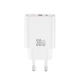 XO sieťová nabíjačka CE42 PD 30W 1x USB-C 1x USB biela + kábel USB-C - USB-C