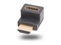 High Speed - HDMI adaptér - HDMI s piny (male) do HDMI se zdířkami (female) zahnutý nahoru - černá - pasivní, dvousměrný, podpora 4K60Hz