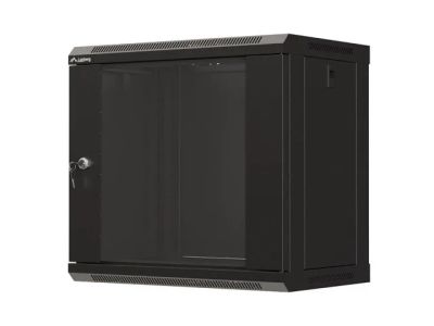 Lanberg 19" racková skříň pro montáž na stěnu 9u/540x350 (flat pack) s prosklenými dveřmi černá