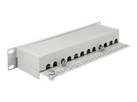 Propojovací panel - CAT 6a - RJ-45 X 12 - světle šedá, RAL 7035 - 1U - 10"
