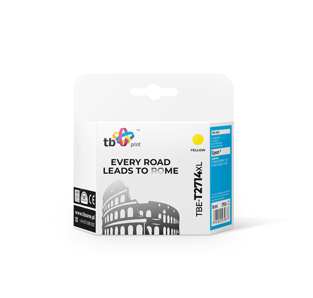 Ink. kazeta TB kompatibilní s Epson WF-3620 T2714 XL, nová, Yellow