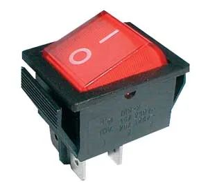 Přepínač kolébkový 2-pol./4-pin ON-OFF 250 V/15 A červený