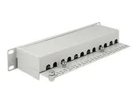 Propojovací panel - CAT 6a - RJ-45 X 12 - světle šedá, RAL 7035 - 1U - 10"