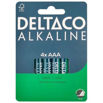 DELTACO ALKALINE, Batérie alkalické AAA, LR3 4ks