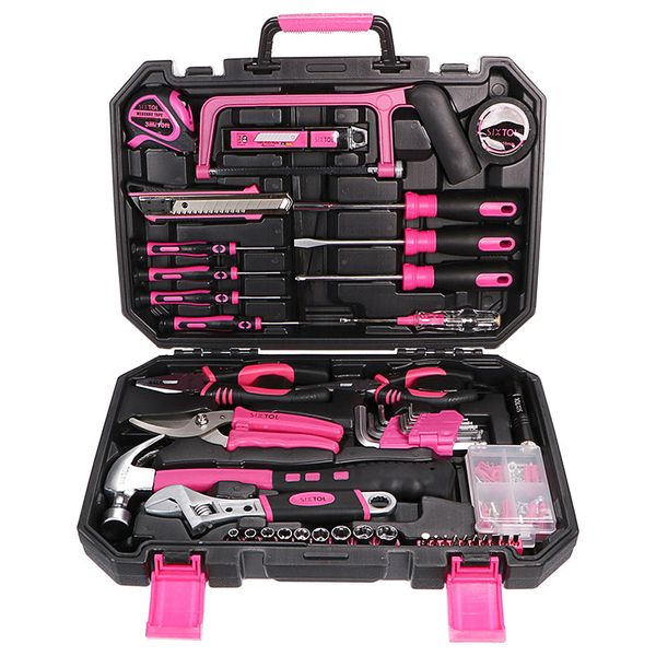 Sada nářadí SIXTOL SX3027 HOME PINK 128 128ks
