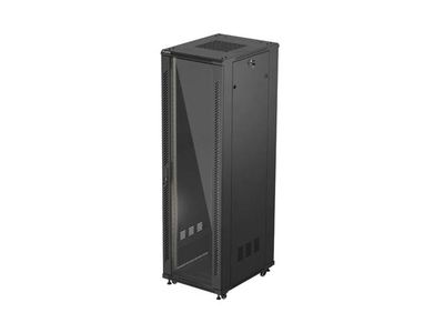 Lanberg 19" volně stojící racková skříň 42u/600x800 (flat pack) s prosklenými dveřmi černá