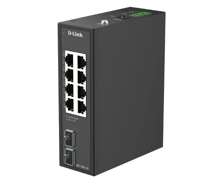 D-Link DIS-100G-10 10-Port Gigabit Industrial Unmanaged Switch with 2 x SFP Ports