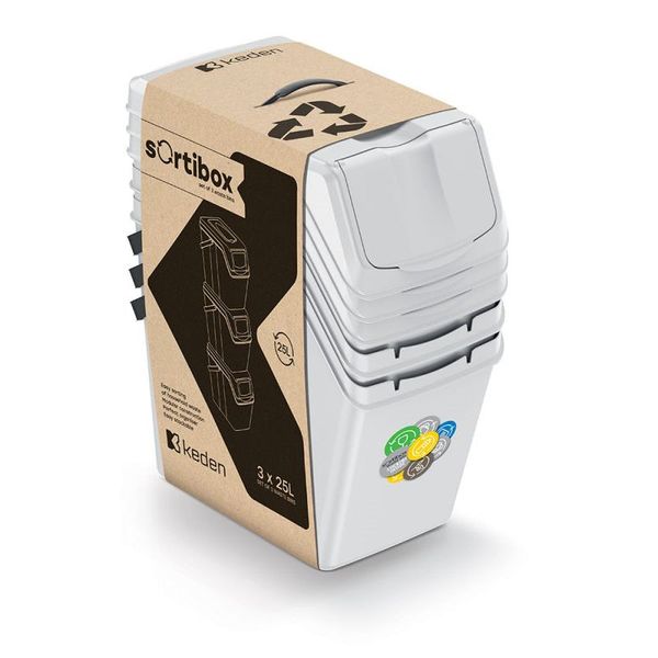 Koš na tříděný odpad SORTIBOX II 3x25l popelavě šedý