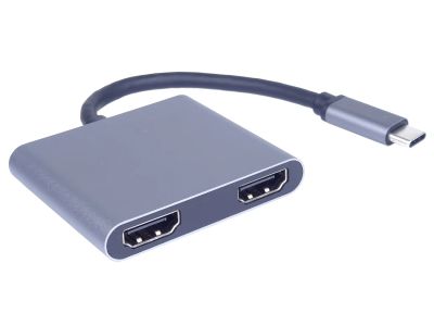 MST adaptér USB-C na 2x HDMI, USB3.0, PD, 4K,FHD