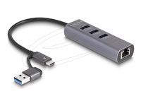 3 Port USB 5 Gbps Hub+Gigabit LAN with