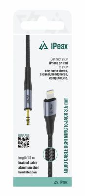 Adaptér lightning / 3,5 mm jack 1,5 m čierny
