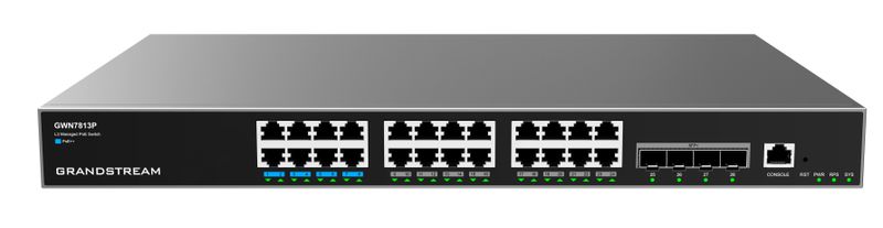 Grandstream GWN7813P Layer 3 Managed Network PoE Switch, 24 portů / 4 SFP+, VLAN, DHCP, Stacking