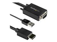 Supports Wide Displays (VGA2HDMM2M) - Kabel adaptéru - USB, HD-15 (VGA) s piny (male) do HDMI s piny (male) - 2 m - černá - aktivní, podpora 1080p, USB napájení + audio